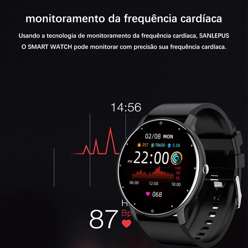 Smartwatch Lige 24 Verdegar, o relógio inteligente masculino com tela de toque completa, monitoramento de saúde, e à prova d'água IP67. Ideal para Android e iOS. Compre agora e eleve sua experiência fitness.