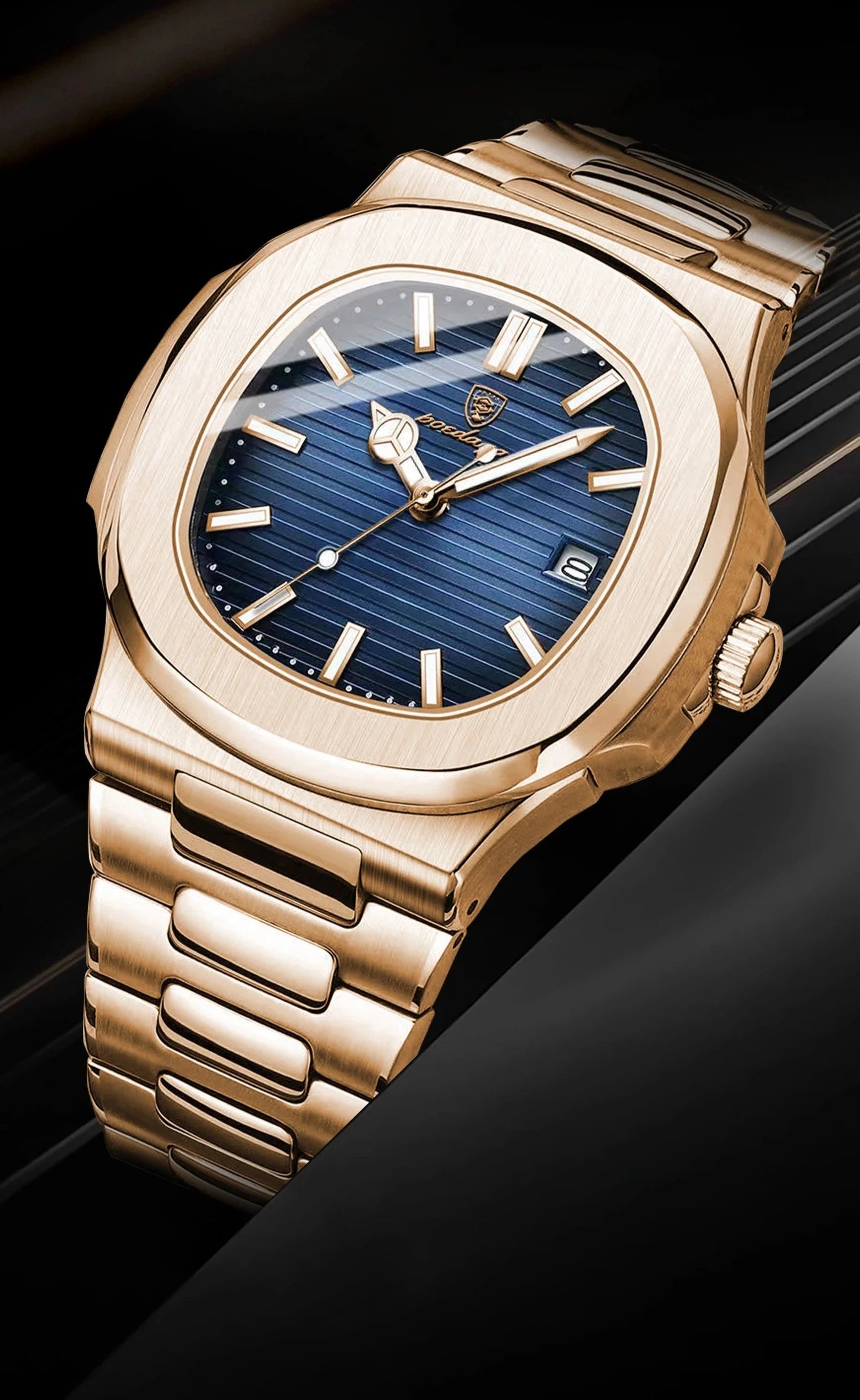 Relógio Nautilus 40mm Gold Verdegar - Elegância Dourada para Homens Modernos