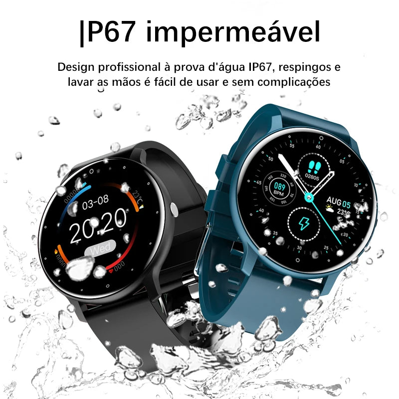 Smartwatch Lige 24 Verdegar, o relógio inteligente masculino com tela de toque completa, monitoramento de saúde, e à prova d'água IP67. Ideal para Android e iOS. Compre agora e eleve sua experiência fitness.